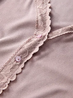 Next Blush Pink Thermal Base Layer Lace Trim Cardigan Discount