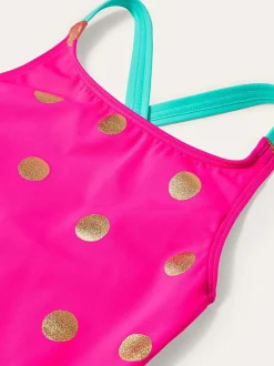 Boden Pink Cross Back Printed Swimsuit Discount