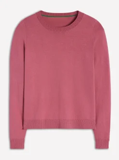 Boden Emilia Cotton Crew Jumper Pink