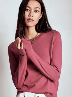 Boden Emilia Cotton Crew Jumper Pink
