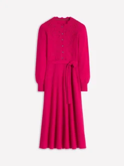 Boden Pink Lace Insert Knitted Midi Dress New