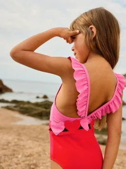 Boden Red Hallie Frill Strap Swimsuit Outlet