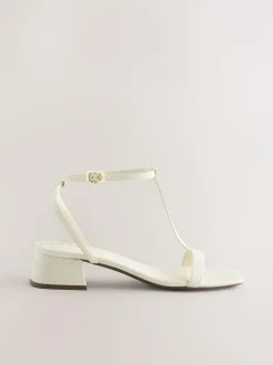 Next Extra Wide Fit Forever Comfort® Low Block Strappy Sandals Bone