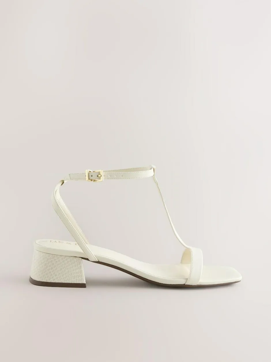 Next Extra Wide Fit Forever Comfort® Low Block Strappy Sandals Bone