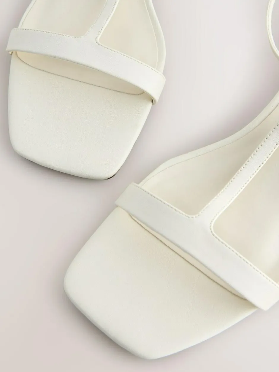 Next Extra Wide Fit Forever Comfort® Low Block Strappy Sandals Bone