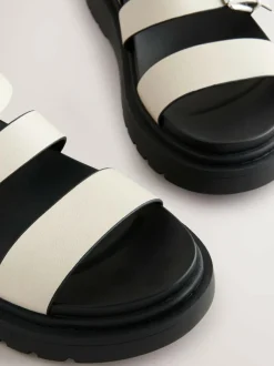 Next Standard/Wide Fit Chunky Buckled Sandals Bone Best