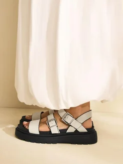 Next Standard/Wide Fit Chunky Buckled Sandals Bone Best