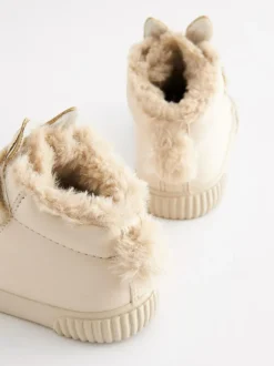 Next Bone White Bunny Standard Fit (F) Touch Fasten Strap High Top Trainers Hot