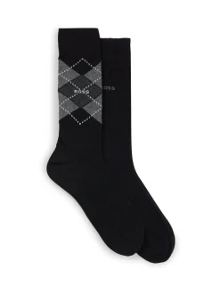 BOSS Black Argyle Logo Socks 2 Pack Best