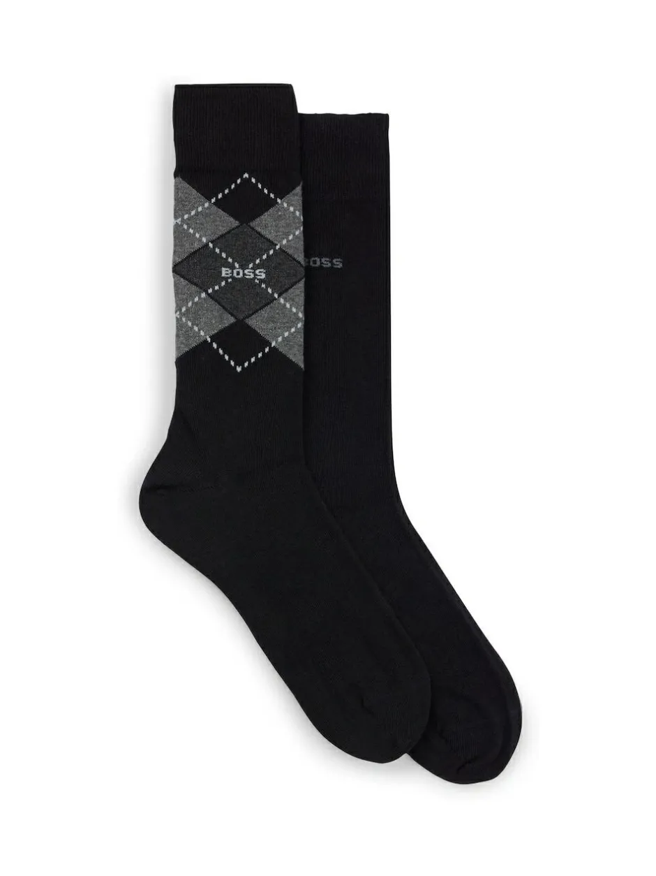 BOSS Black Argyle Logo Socks 2 Pack Best