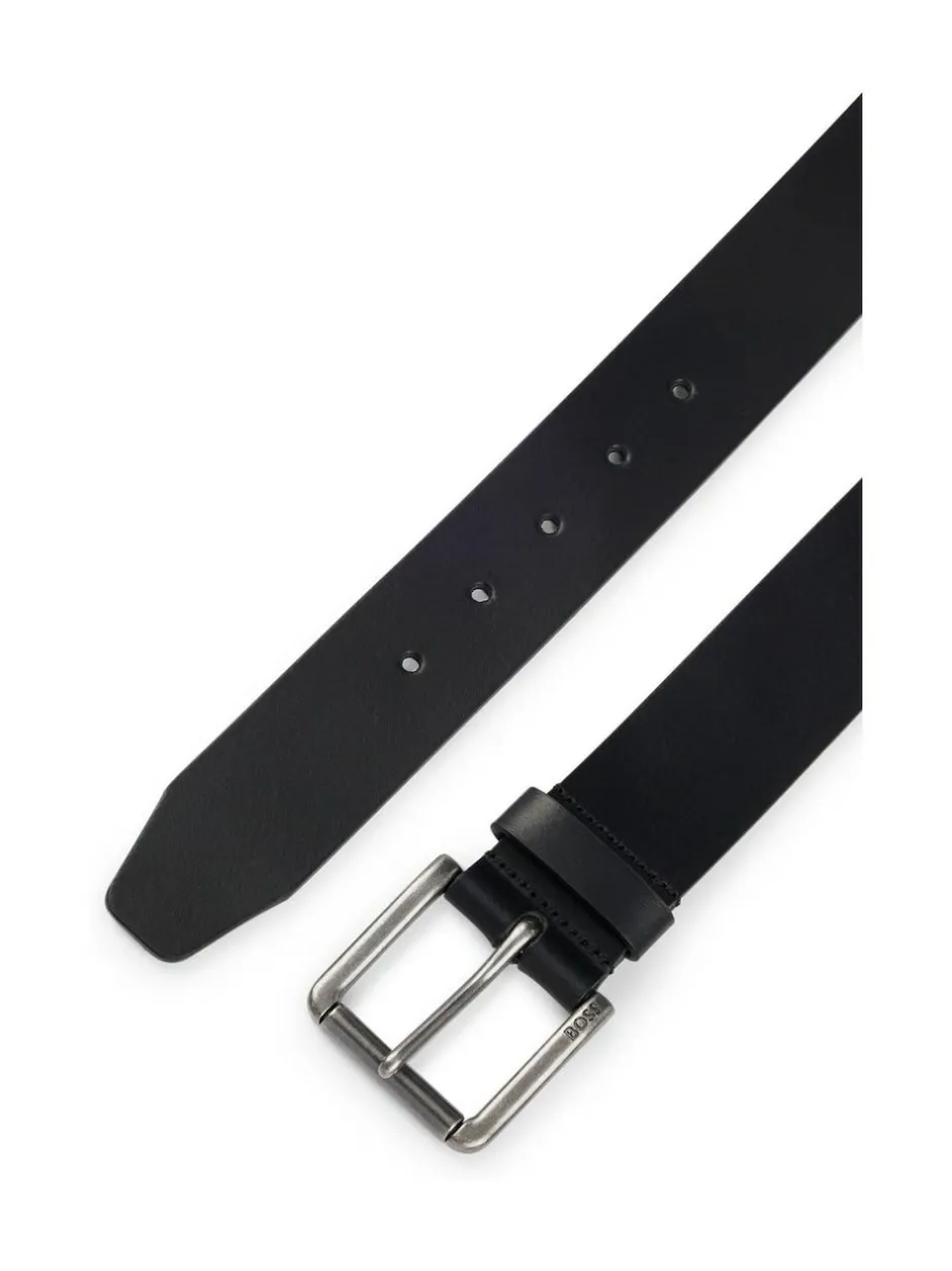 BOSS Joris Leather Belt Black Grey Discount