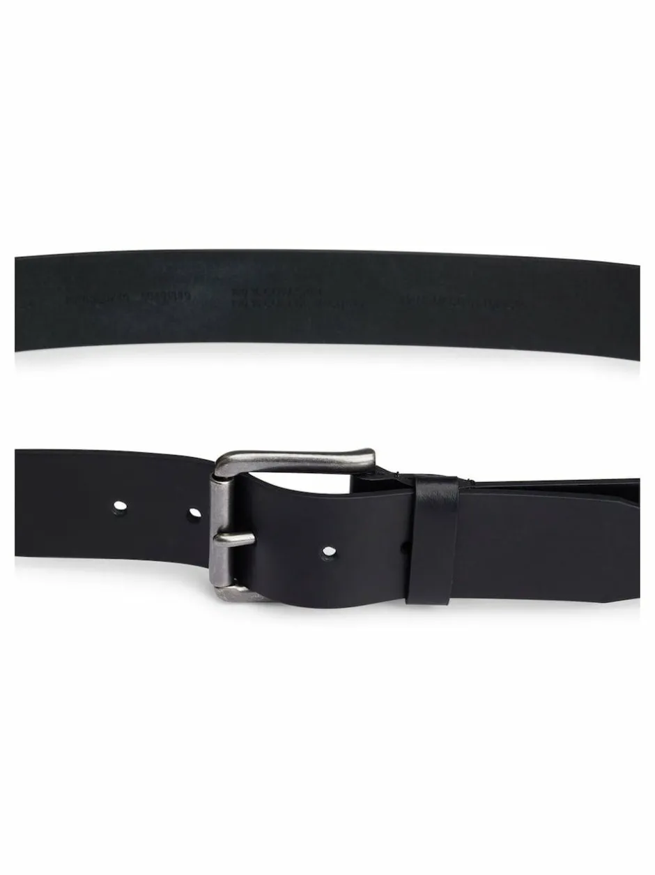 BOSS Joris Leather Belt Black Grey Discount