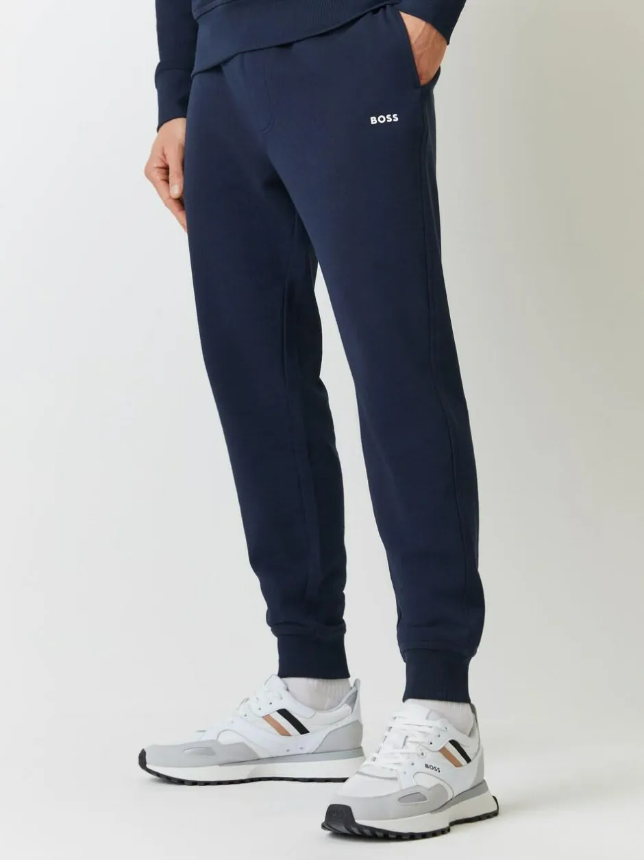 BOSS Logo Hooded Tracksuit Blue Clearance