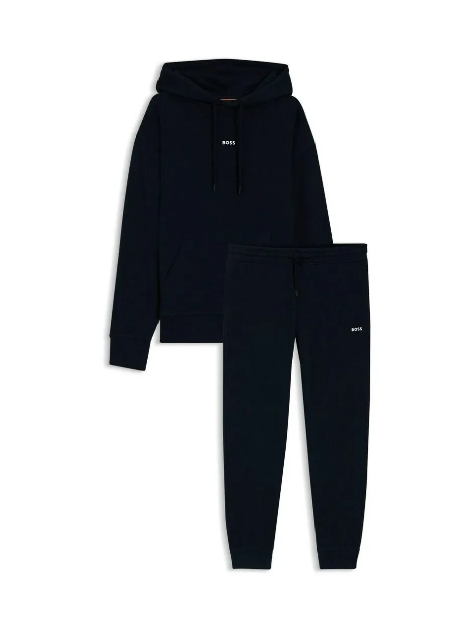 BOSS Logo Hooded Tracksuit Blue Clearance