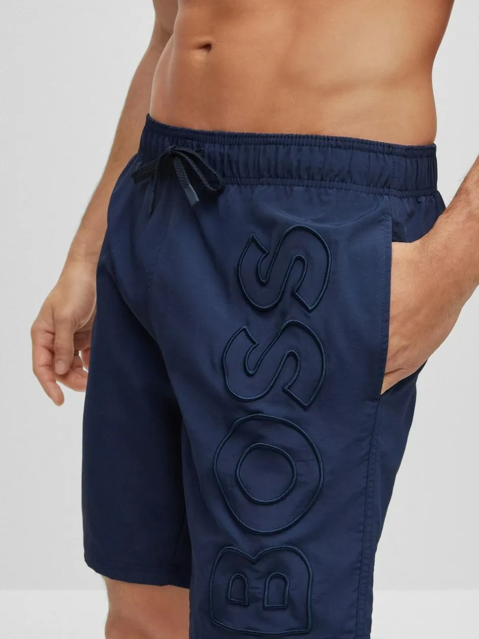 BOSS Whale Logo Lined Swim Shorts Blue Sale