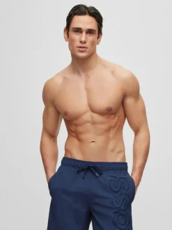 BOSS Whale Logo Lined Swim Shorts Blue Sale