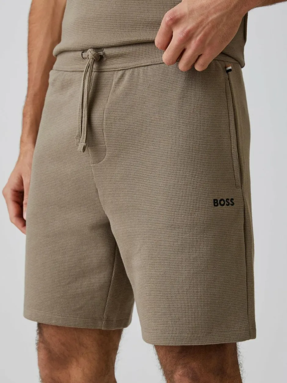 BOSS Brown Waffle Shorts Sale