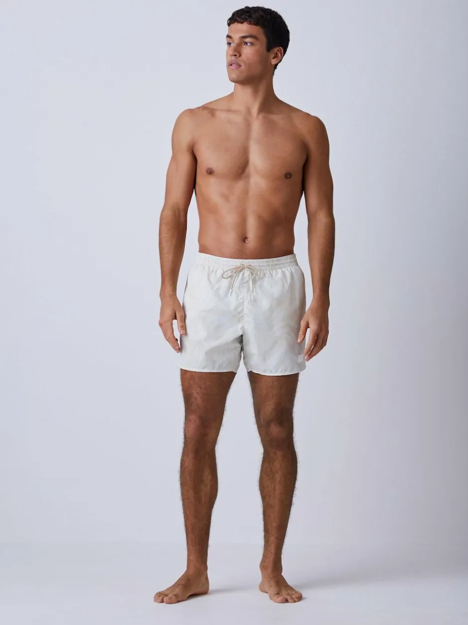 BOSS Piranha Printed Swim Shorts Cream New