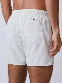 BOSS Piranha Printed Swim Shorts Cream New