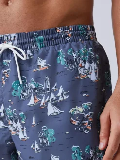 BOSS Piranha Printed Swim Shorts Grey