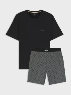 BOSS Grey Regular-Fit Logo Pyjamas Set Best