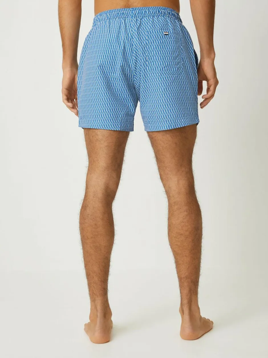 BOSS Vibe Printed Swim T-shirt Light Blue Outlet