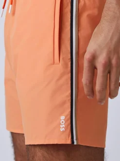 BOSS Iconic Side Stripe Logo Swim Shorts Orange