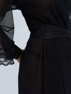 Boux Avenue Black Mallory Mesh Kimono Robe