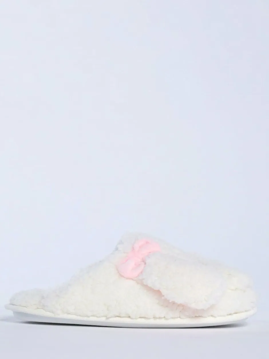 Boux Avenue White Dog Borg Mules Clearance