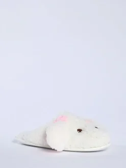 Boux Avenue White Dog Borg Mules Clearance