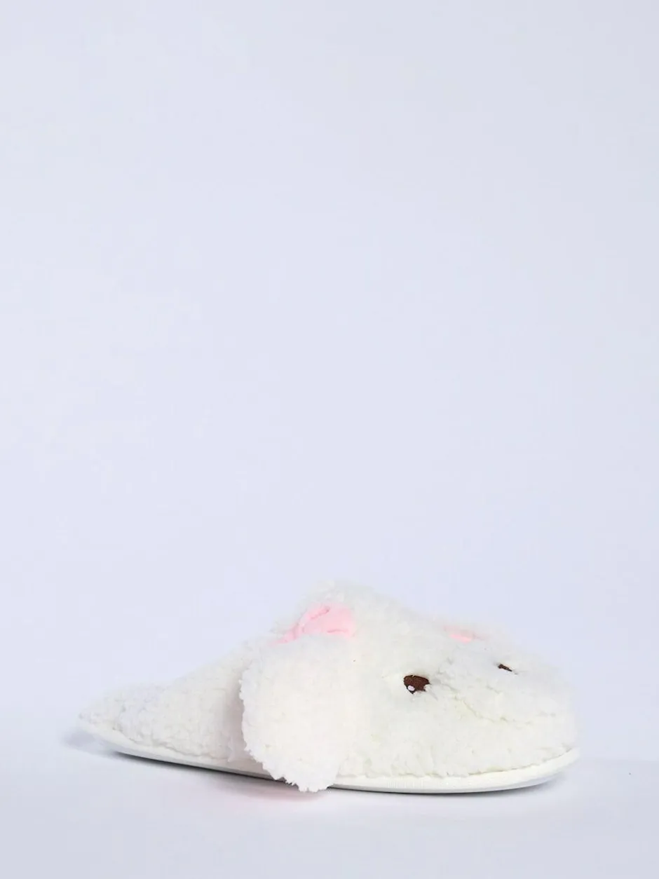 Boux Avenue White Dog Borg Mules Clearance