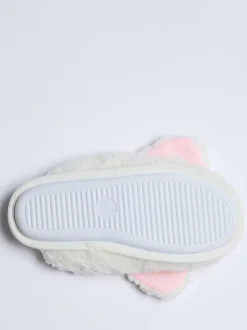 Boux Avenue White Dog Borg Mules Clearance