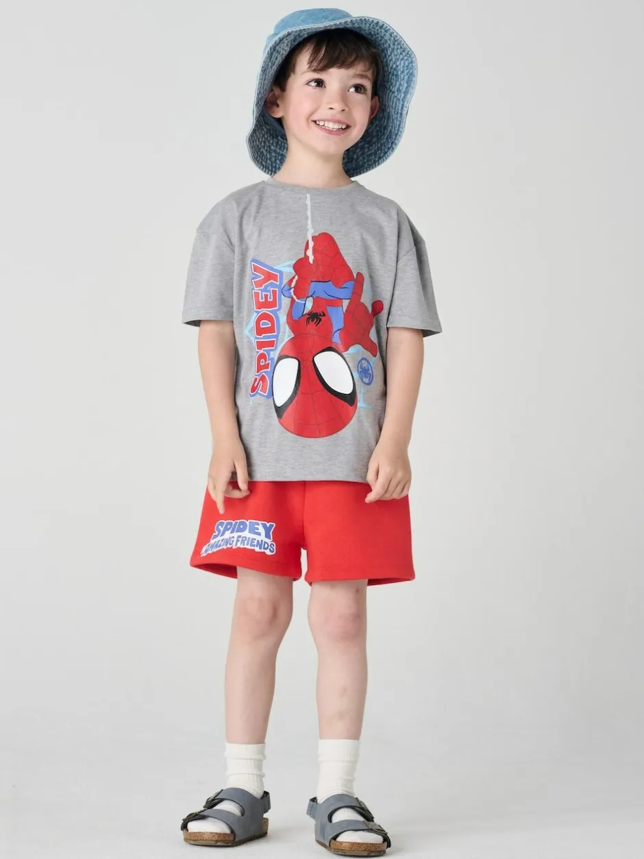 Brand Threads Grey & Red Spidey and His Amazing Friends 100% Cotton Top and Short Set Discount