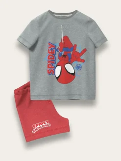 Brand Threads Grey & Red Spidey and His Amazing Friends 100% Cotton Top and Short Set Discount