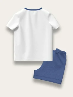 Brand Threads White & Blue Mickey Mouse 100% Cotton Top and Short Set Online