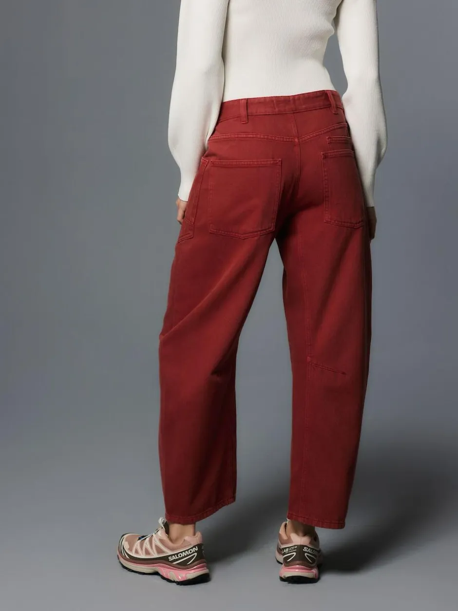 Next Double Pocket Barrel Jeans Brick Red Discount