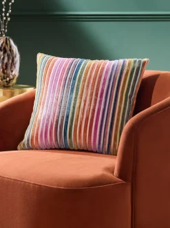 Next Bright 43 x 43cm Cut Velvet Stripe Cushion Outlet