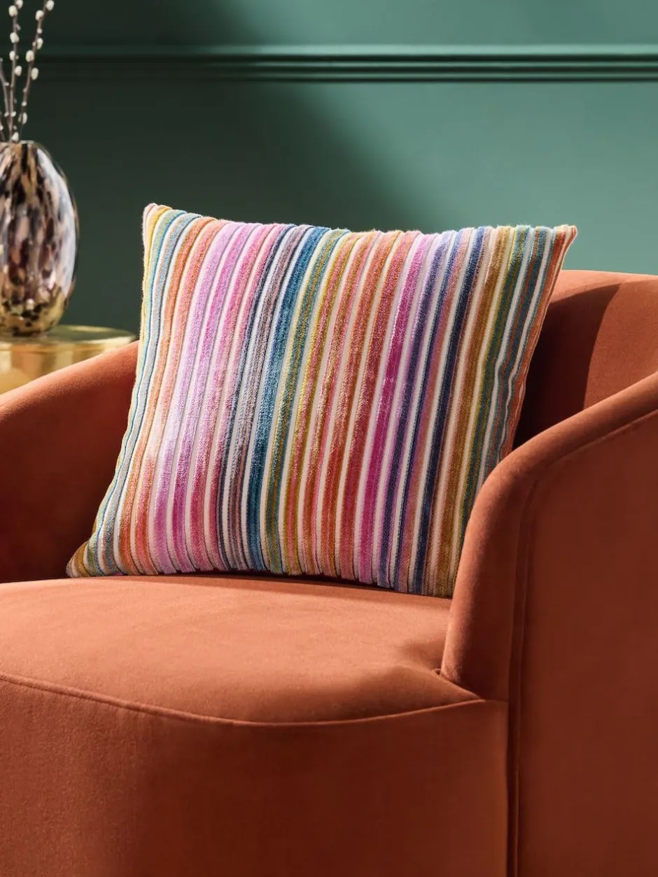 Next Bright 43 x 43cm Cut Velvet Stripe Cushion Outlet