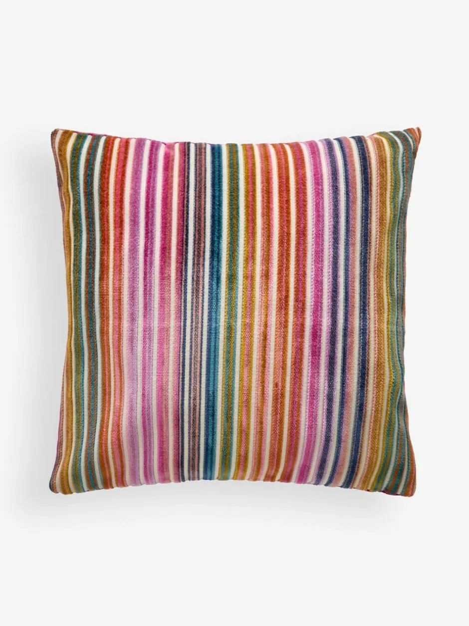 Next Bright 43 x 43cm Cut Velvet Stripe Cushion Outlet