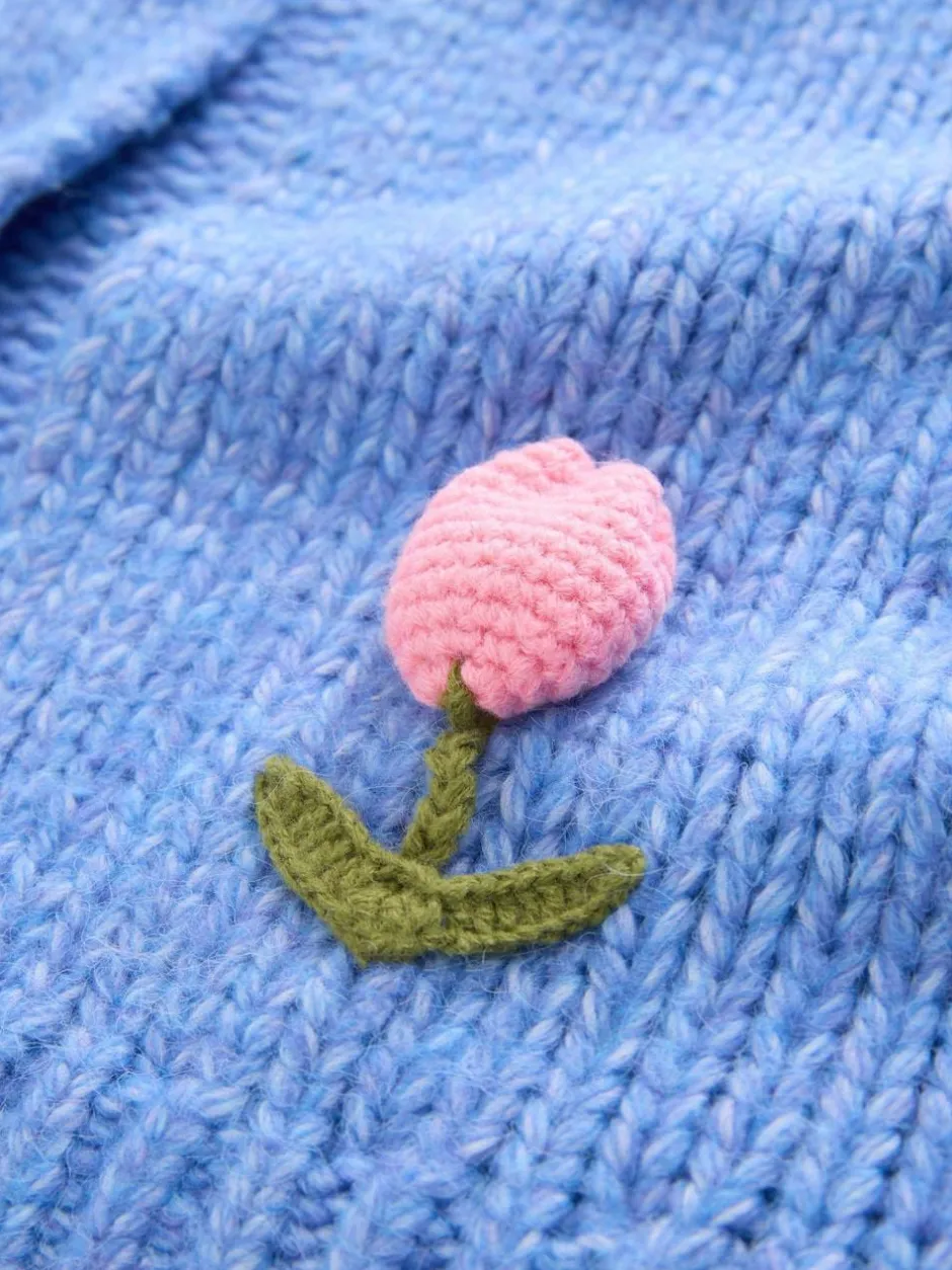 Next Bright Blue 3D Tulip Soft Touch Chunky Knit Cardigan Hot