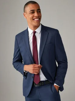 Next Bright Blue Regular Fit Textured Suit Jacket Online