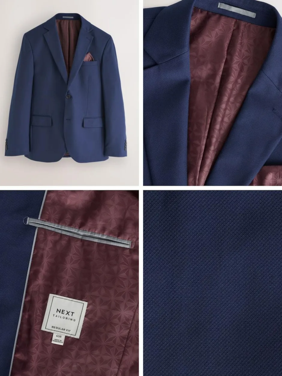 Next Bright Blue Regular Fit Textured Suit Jacket Online