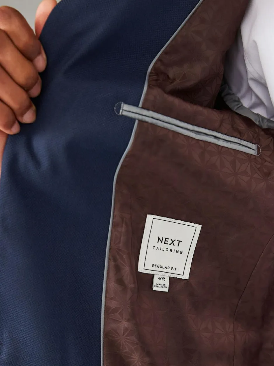 Next Bright Blue Regular Fit Textured Suit Jacket Online
