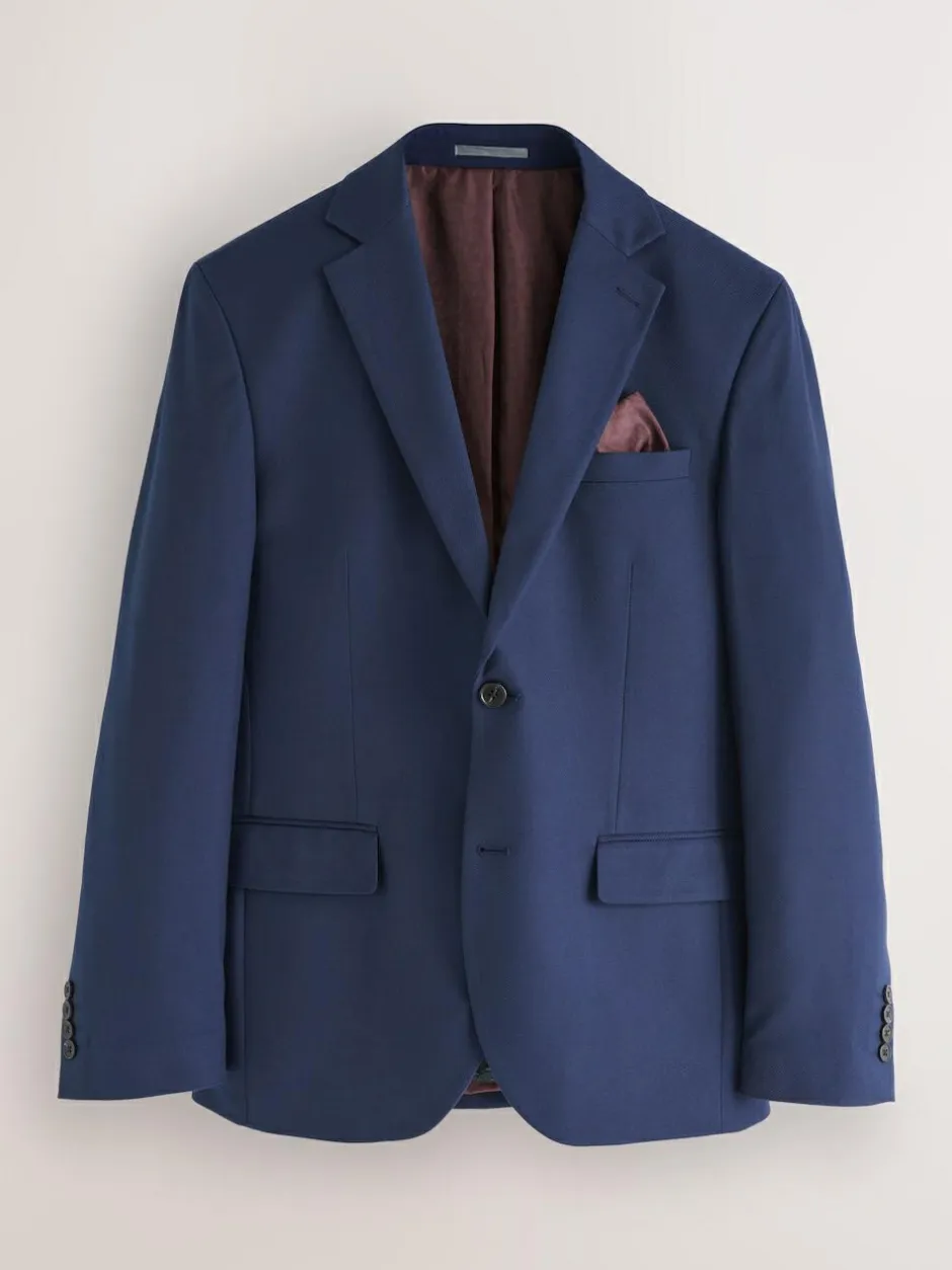 Next Bright Blue Regular Fit Textured Suit Jacket Online