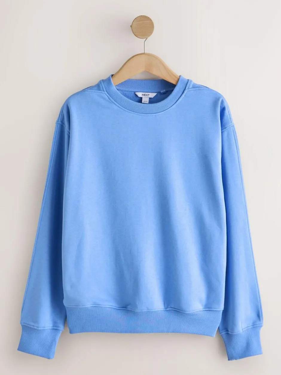 Next Relaxed Fit Essentials Longline Sweatshirt with Pockets Bright Blue Clearance