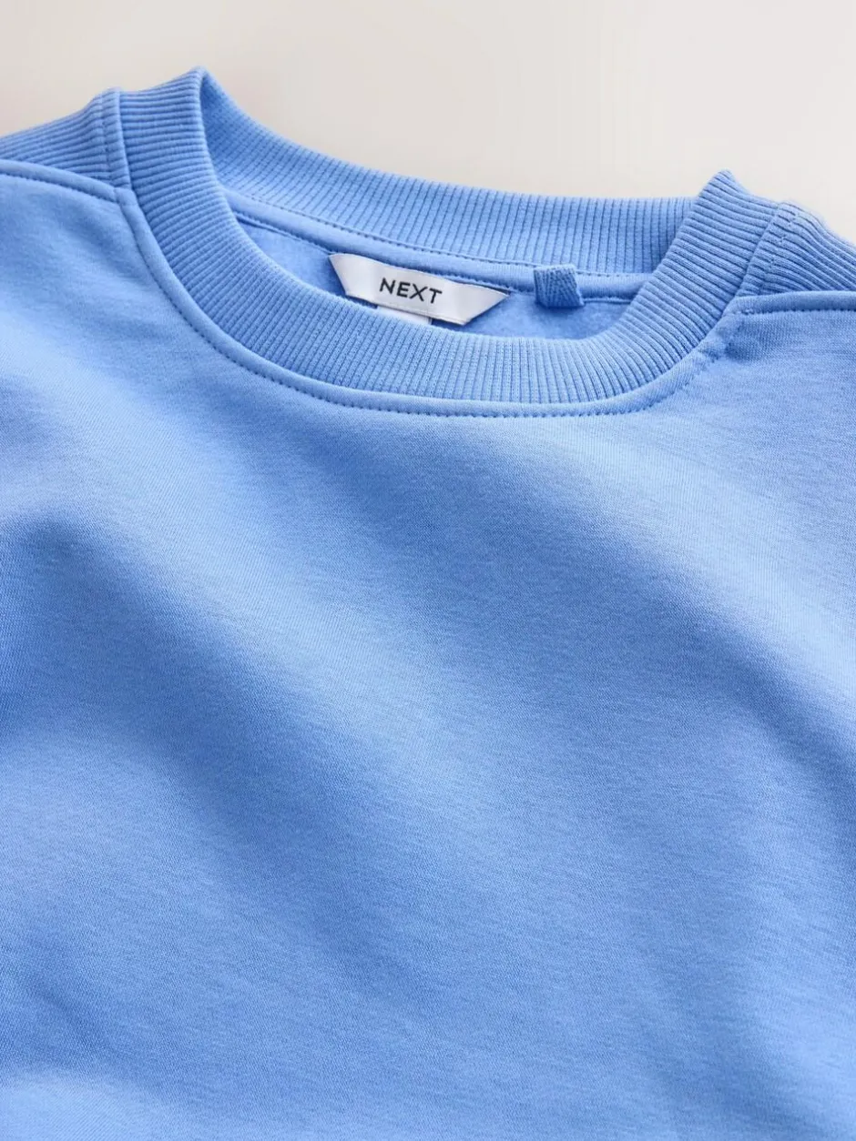 Next Relaxed Fit Essentials Longline Sweatshirt with Pockets Bright Blue Clearance