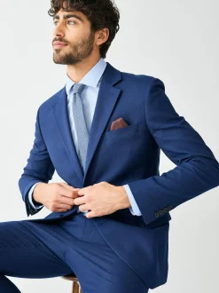 Next Skinny Fit Textured Suit Jacket Bright Blue New