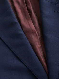 Next Slim Fit Signature Tollegno Italian Wool Textured Suit Jacket Bright Blue New