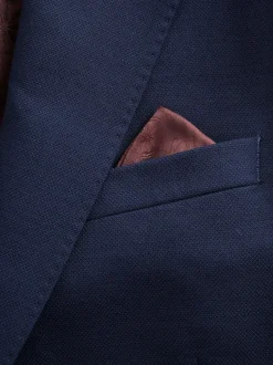 Next Slim Fit Signature Tollegno Italian Wool Textured Suit Jacket Bright Blue New