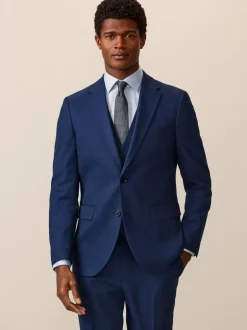 Next Bright Blue Slim Fit Textured Suit Jacket